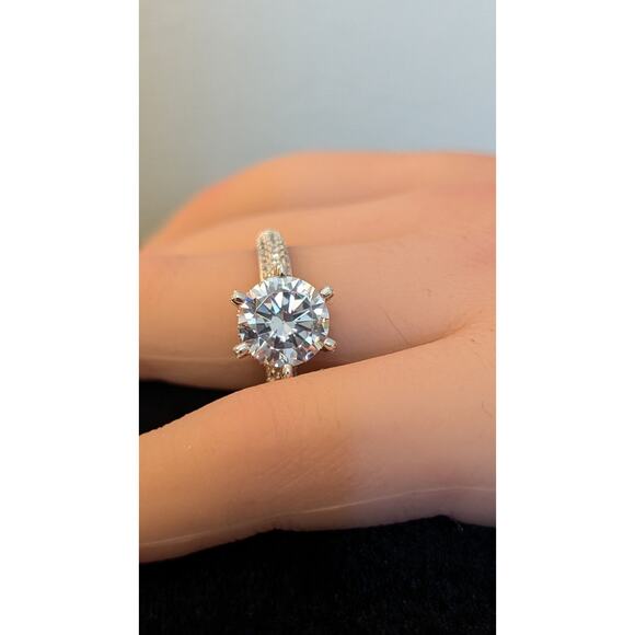6 Prong Round Cut CZ Engagement Ring in 925 Sterling Silver Size 11 - Picture 8 of 8